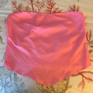 Pink Satin Women's crop Top w asymmetrical hem